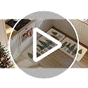 Christmas Kitchen Rugs Set of 2 Pine Trees and Blue Red Porcelain 17x29 & 17x47 Inches
