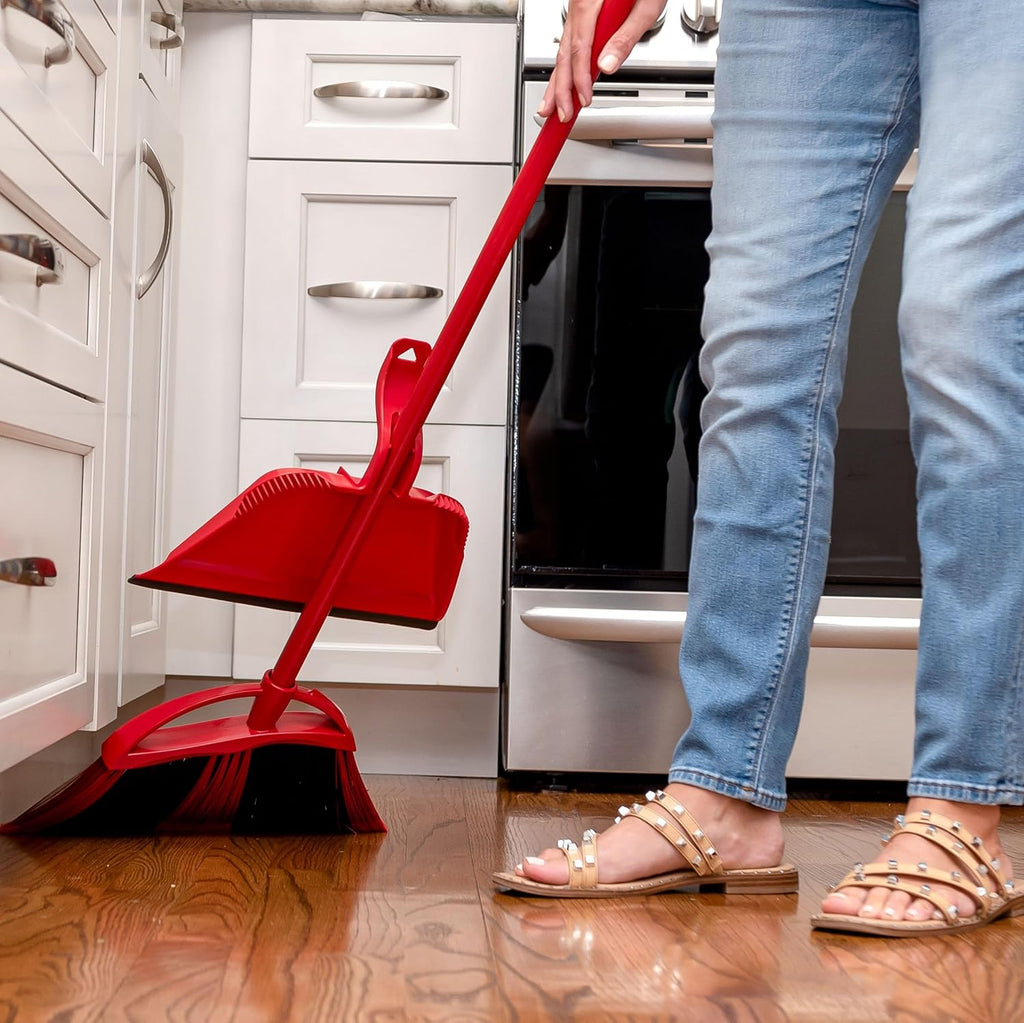 O-Cedar One Sweep Broom - Lightweight Step-On Dustpan for Effortless Pet Hair Removal | Quiet Cleaning Tool