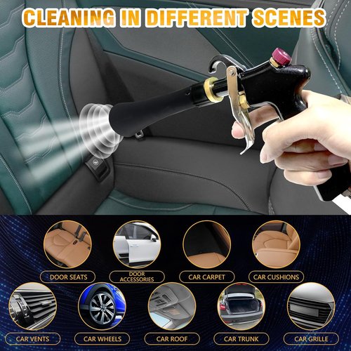 Air Blow Gun | High-Pressure Car Interior Cleaning Tool with Nozzle & Dusting Brush