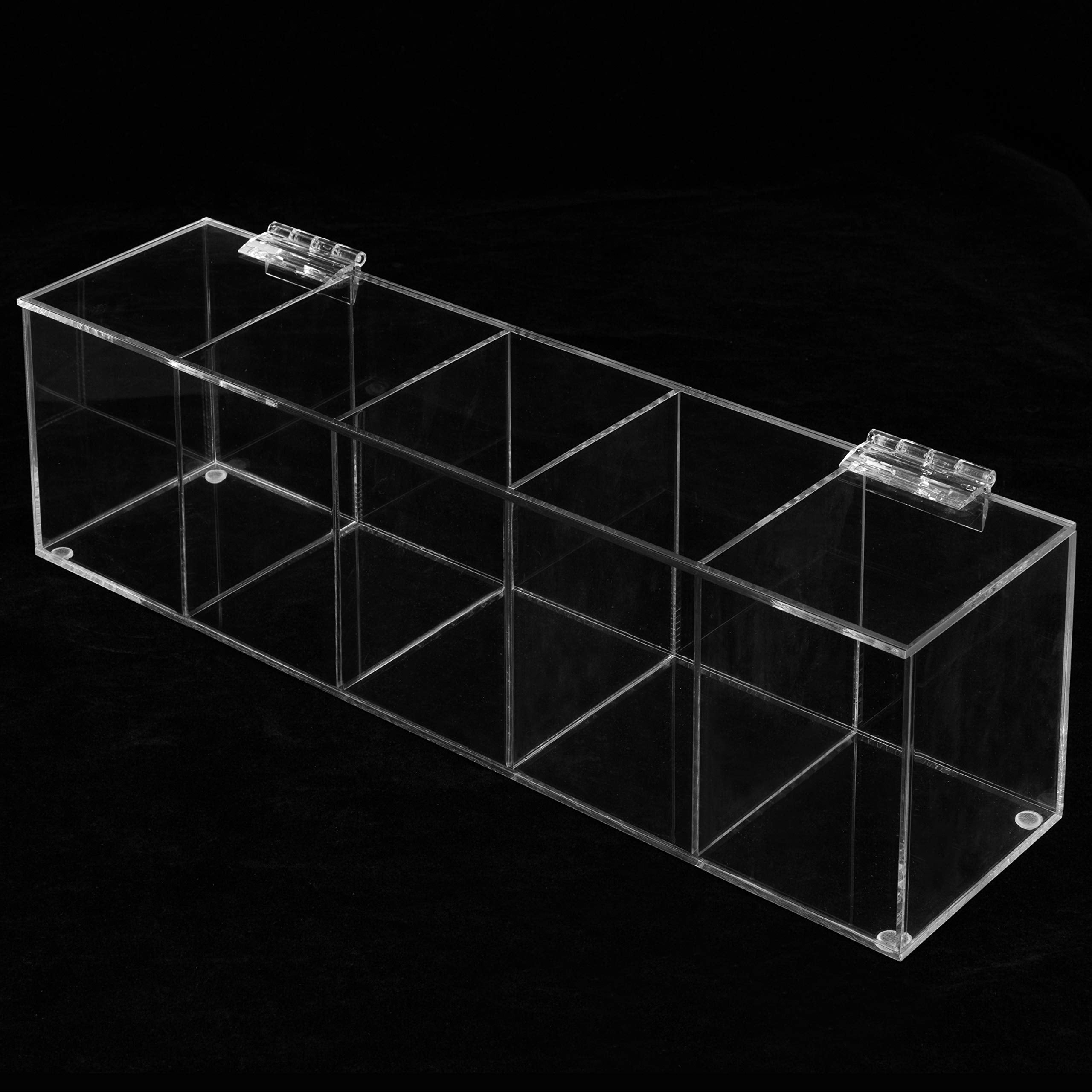 MyGift Acrylic Tea Bag Organizer Box with 5 Compartments and Hinged Lid, Drink Packet Storage Box, Kitchen Countertop Caddy Pantry for Assorted Teas and Condiments, Modern