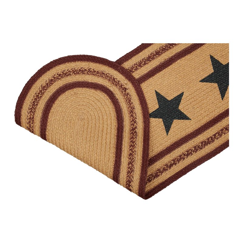 VHC Brands, Potomac, Braided Jute, 13x48, Jute Runner Stencil Stars, Tan