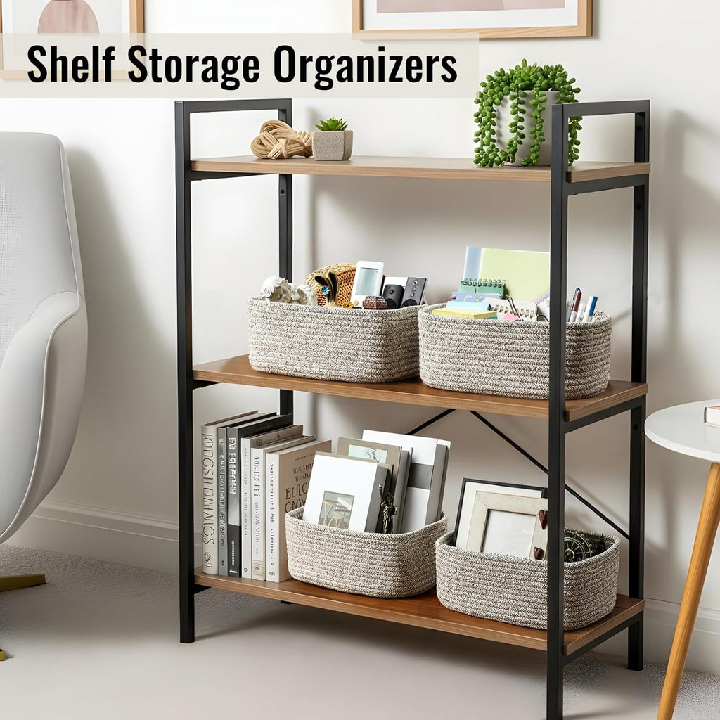Woven Rope Storage Baskets by [Brand Name] - 8 Pack Cute Organizing Bins for Bathroom & Nursery - 11.5"x7.5"x4.7" - Brown