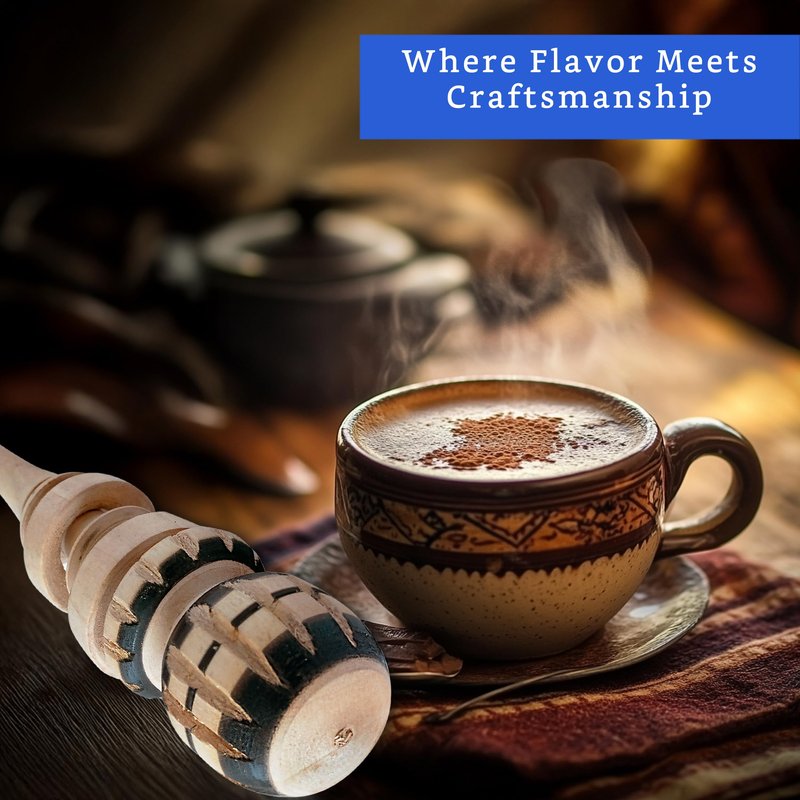 Authentic Artisanal Molinillo Hot Chocolate Frother (Small Cup Size) - Handmade Wooden Whisk for Mexican Hot Chocolate - Molinillo Wooden Wisk - Traditional Mexican Cookware