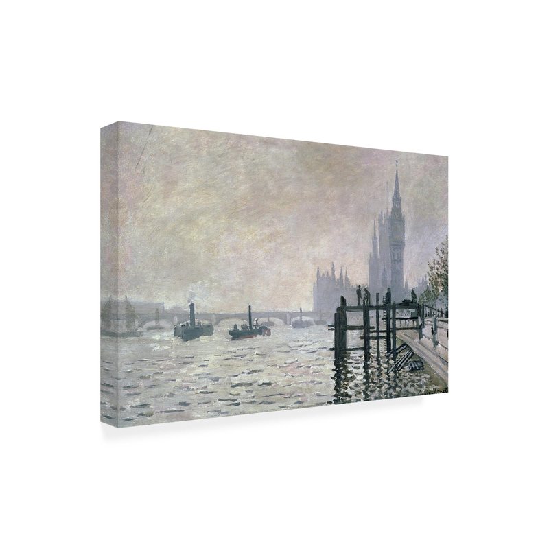Trademark Fine Art The Thames Below Westminster by Claude Monet Canvas Wall Artwork, 22 by 32-Inch