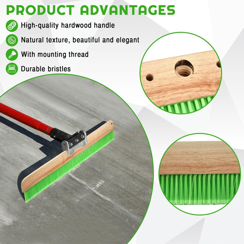 Yiyiring 2 Pcs 24 Inches Green Concrete Broom Soft Without Handle Soft Flow Through Brush with Mounting Threads for Concrete Finishes, Hard Floors, Yards