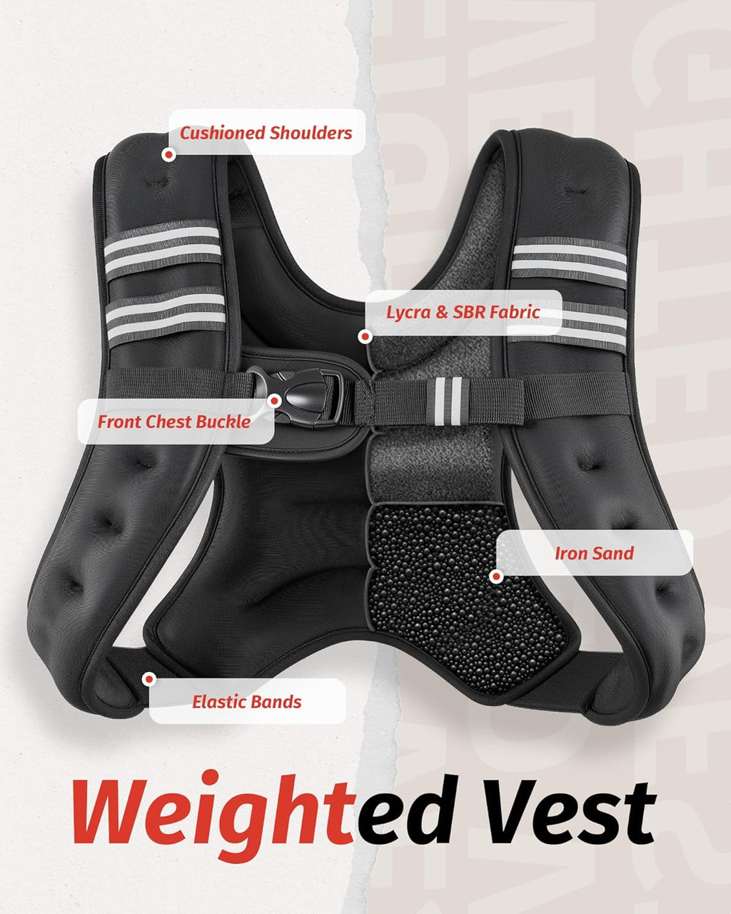 ZELUS Weighted Vest - Adjustable 6lb to 30lb | Reflective Stripe for Enhanced Workout Performance