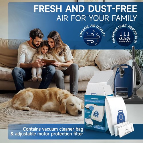Miele 3D Airclean Vacuum Bags - 20 Pack Anti-Allergy Dust Bags with Filters for Classic C1/C2/C3 Series