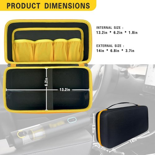 Fanttik Case for Slim V8/V10 Apex Car Vacuum - Portable Hard Storage with Divider & Mesh Pocket