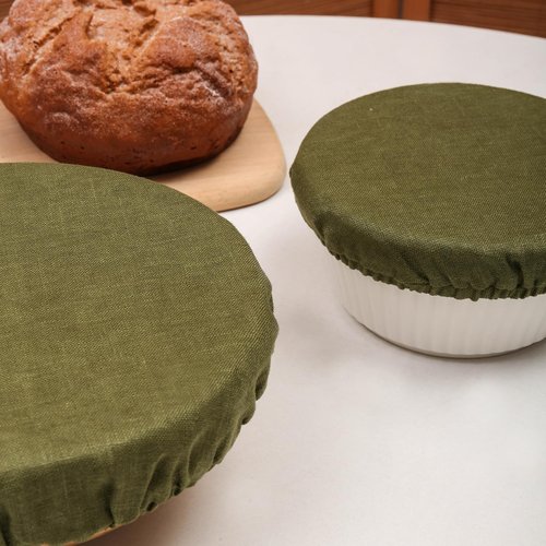 HSOFTIFY 100% Linen Bowl Covers Reusable For Bread Proofing, 4 Pcs Elastic Cloth Fabric Bowl Covers, 5.9 * 7.9 * 9.8 * 11.8 Inches, Brown