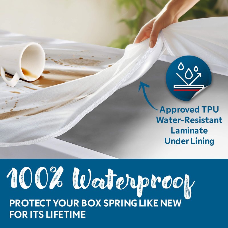 Guardmax Premium Box Spring Cover - California King Size Waterproof and Bed Bug Proof Zippered Box Spring Encasement - 6 Side Absorbent Boxspring Protects Against Bed Bugs, Dust Mites, and Stains.