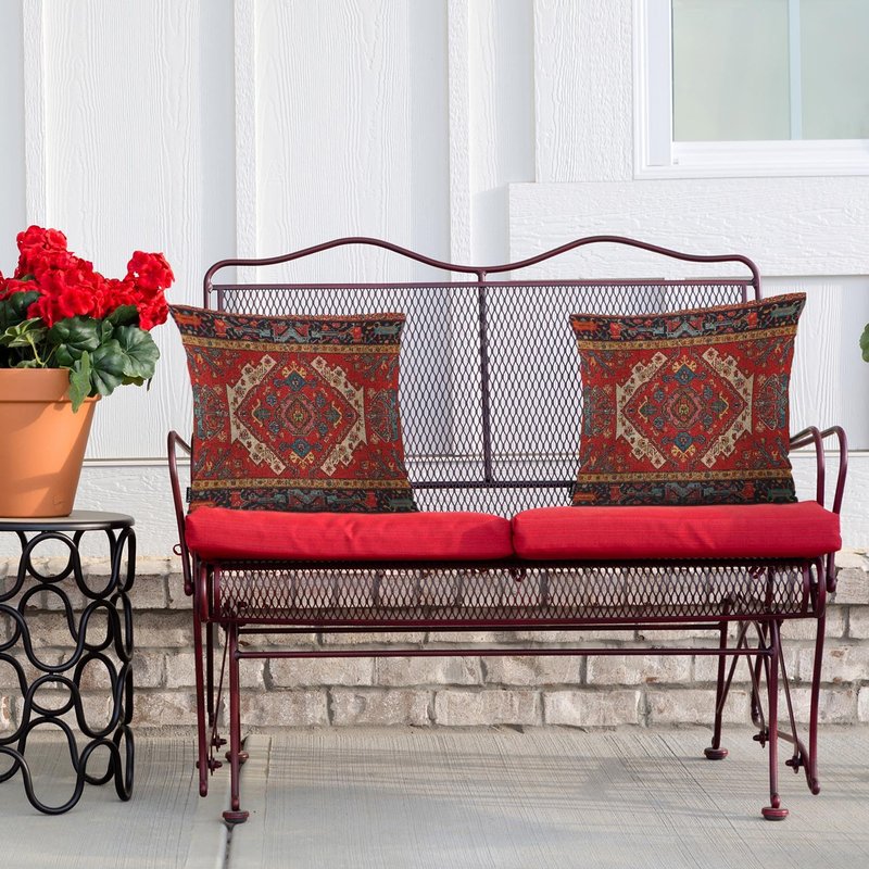 Swono Pillow Covers 18X18 Inch Set of 2 Turkish Carpet, Throw Pillow Cases Boho Tribal Geometric Paisley Floral Pillowcase Cushion Cover Decorative for Outdoor Home Sofa Bedroom Livingroom, Red