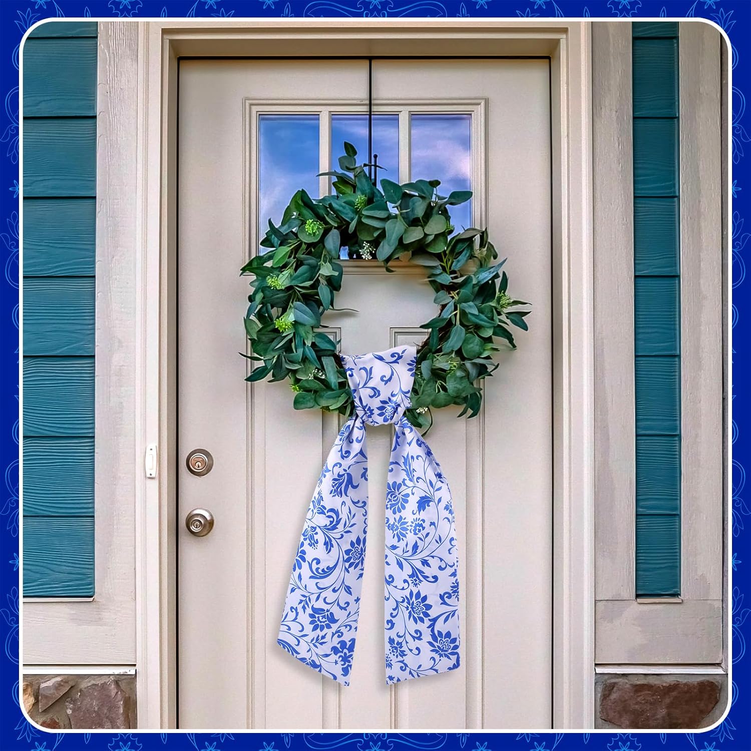 VitalCozy Wreath Sash Set - Elegant Blue Ribbon for Indoor/Outdoor Decor | 4.5" W x 56" L