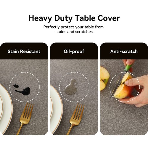 Romanstile 100% Waterproof PVC Tablecloth, Rectangle Oil Spill Proof Stain Resistant Vinyl Table Cloth, Wipe Clean Plastic Table Covers for Kitchen/Dining/Parties - 60 x 120 Inch, Brown