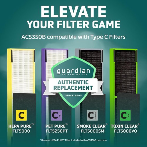 GermGuardian Air Purifier - HEPA Filter for Wildfire Smoke & Pet Dander | Covers Up to 870 Sq. Ft., Black
