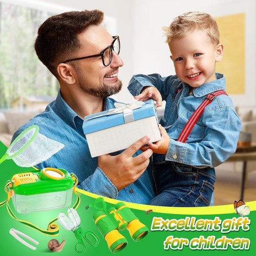 Bug Catcher Kit for Kids by 2Sets - Sturdy Insect Collector with Binoculars & Butterfly Net | Outdoor Explorer Set for Ages 3-8