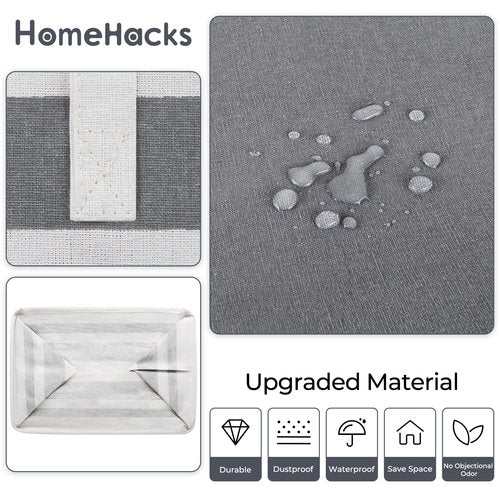 HomeHacks 2-Pack Large Laundry Basket, Waterproof, Freestanding Laundry Hamper, Collapsible Tall Clothes Hamper with Extended Handles for Clothes in The Dorm and Family Gradient Grey, 125L