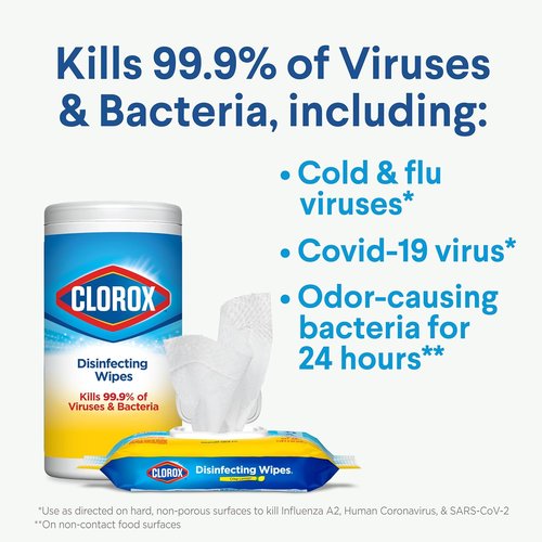 Clorox Disinfecting Wipes - Fresh Lemon Scent | 525 Count for Effective Cleaning