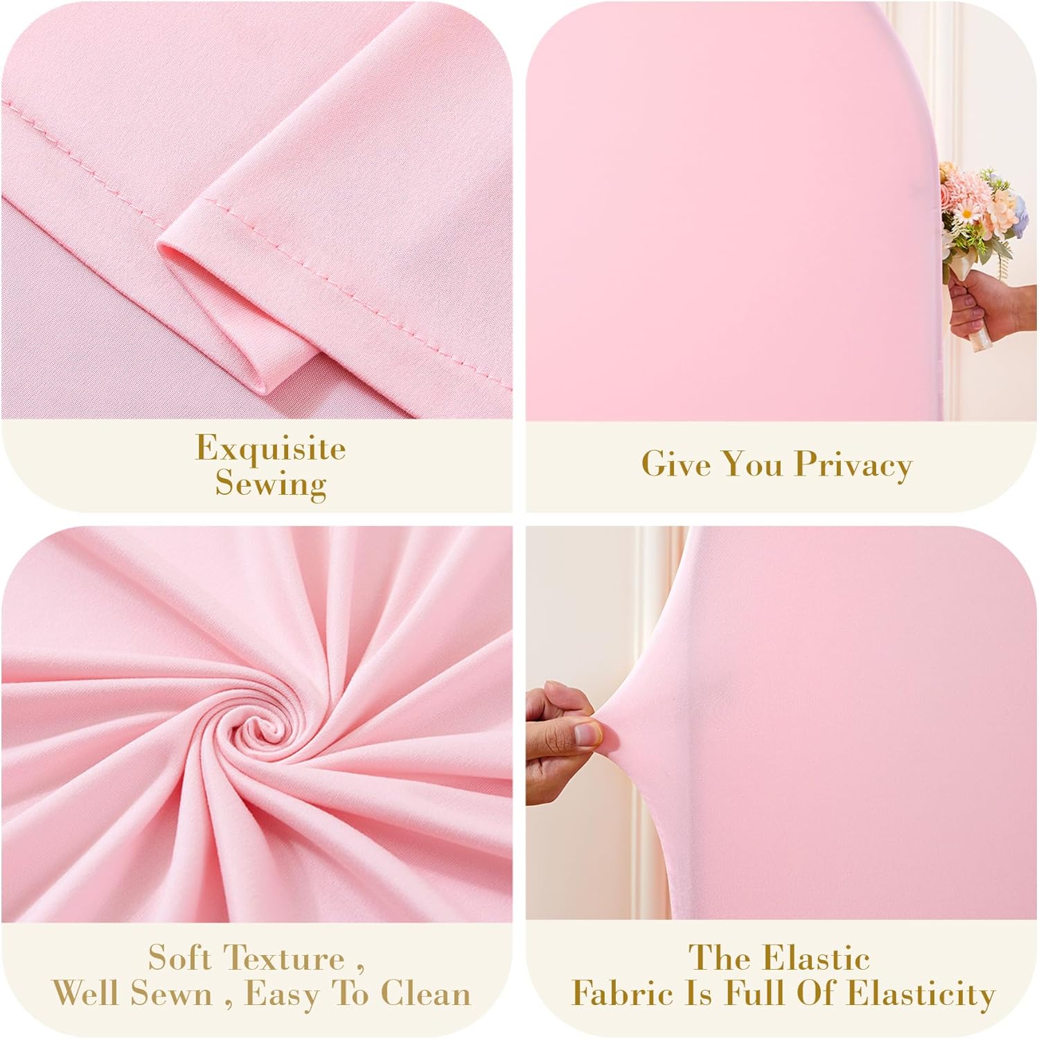 Skiennix Pink Arch Cover Set - 7.2ft & 6ft Stretchy Spandex Backdrop for Weddings & Parties