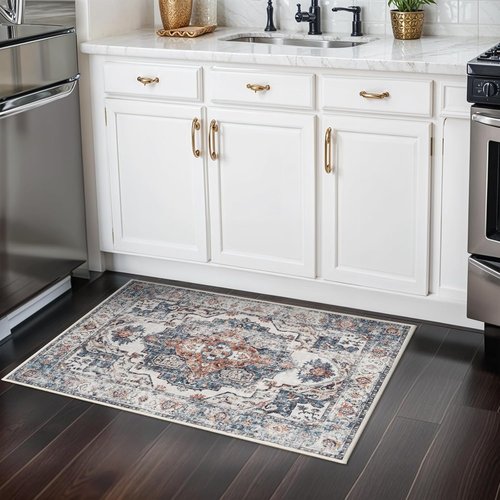 Hallway Washable Runner Rug - Vintage Soft Non-Slip Indoor Carpet for Entryway | 2x3 Brick