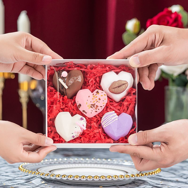 JCXPACK 50 PCS Clear White 6" x 6" x 1" Cookie Boxes with Full Window - Macaron, Cake, Chocolate Bomb Boxes