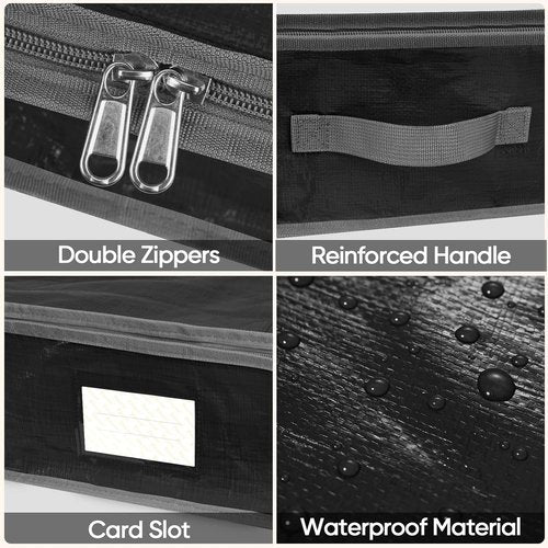BALEINE Christmas Wrapping Paper Storage Bag - 40" Durable PE with Flexible Partitions & Pockets (Black)