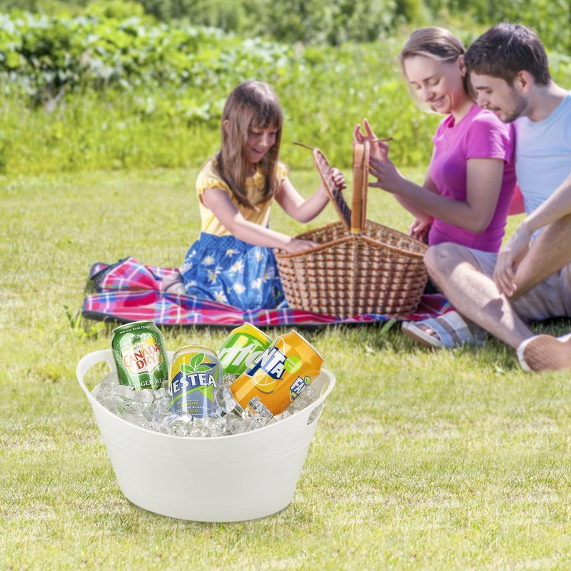 Tiawudi 6 Pack Plastic Oval Storage Tub, Ice Bucket for Wine, Beer and Champagne, Bottle Drink Cooler for Parties, Storage Basket, 4.5 Liter