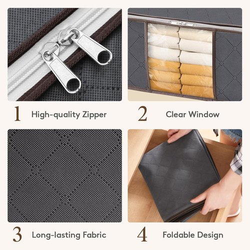 Lifewit 35L Clothes Storage Bins - Foldable Blanket Bags with Zippers & Clear Window | Organized Closet Solution