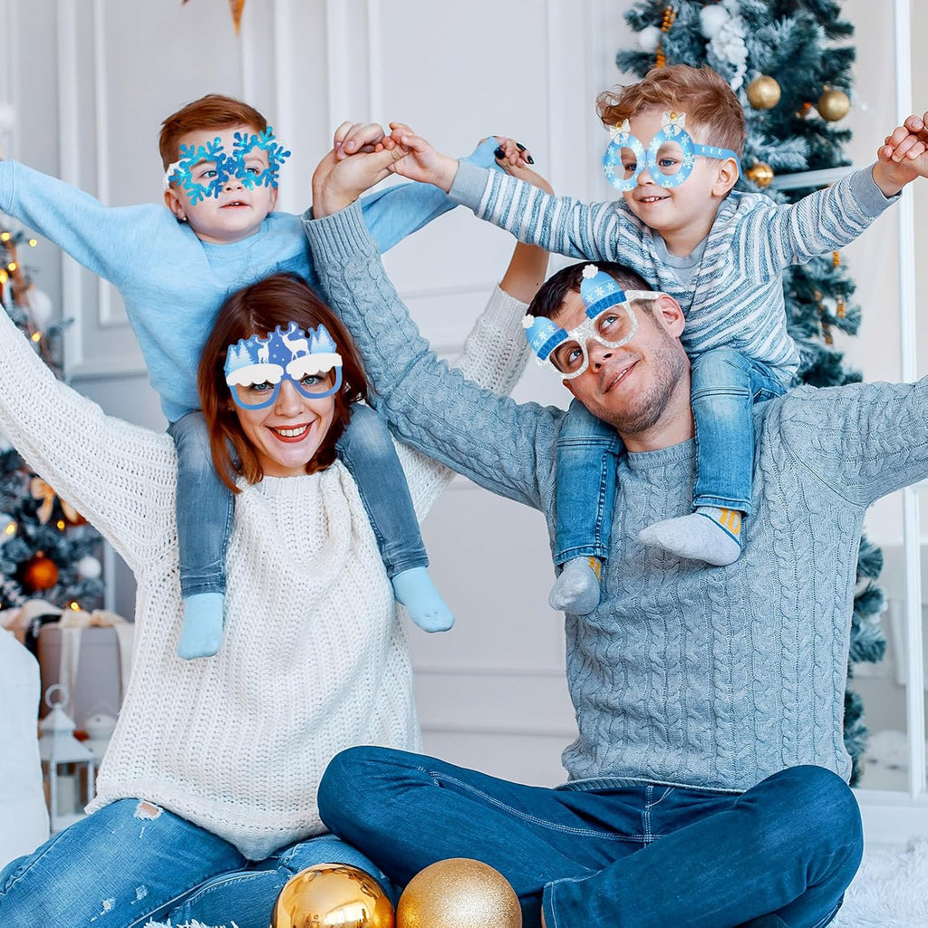 Skiennix Winter Party Favors - 36 Pcs Snowflake Paper Eyeglasses for Holiday Celebrations