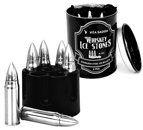 Set of 6 Whiskey Stones, Reusable Ice Cubes, Gifts for Christmas Stocking Stuffers, for Men Dad, Unique Ideas for Birthday for Boyfriend Him Cool Gadgets for Husband Grandpa Brother (VSWS001)