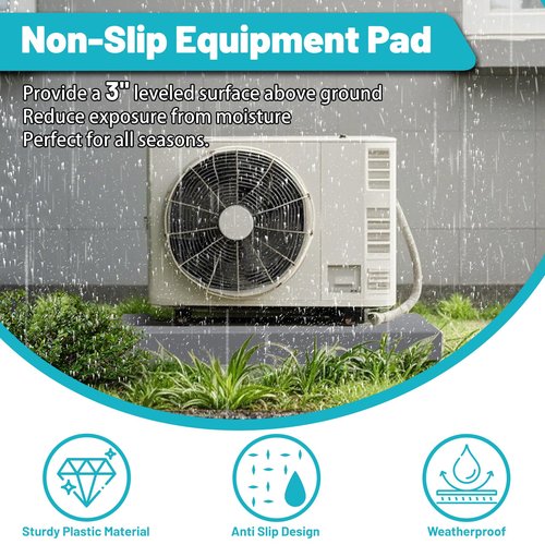 Chiligent Mini Split Pad, Equipment Pad for Ductless Mini Split AC Condensers, Heat Pump Systems, Plastic AC Condenser Pad, 18" W x 38" L x 3" T, Gray
