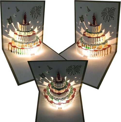**Skiennix 3D Pop-Up Birthday Card - Warming LED Light & Music | Perfect for Mom, Wife, or Friends**