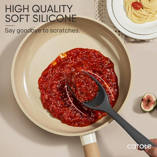 CAROTE Kitchen Utensil Set | 10-Piece Heat Resistant Silicone Set for Nonstick Cookware - Dark Grey