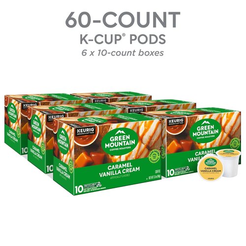 Green Mountain Coffee Roasters Caramel Vanilla Cream K-Cup Pods - Light Roast Coffee, 60 Count