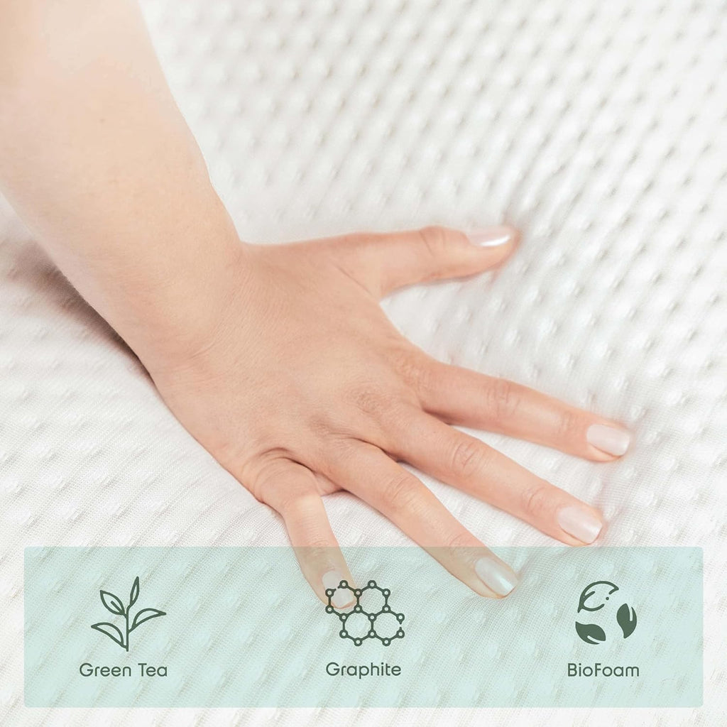 Nestl Green Tea Twin Mattress - 8 Inch Cooling Graphite Memory Foam | Fiberglass-Free, Pressure Relief Support