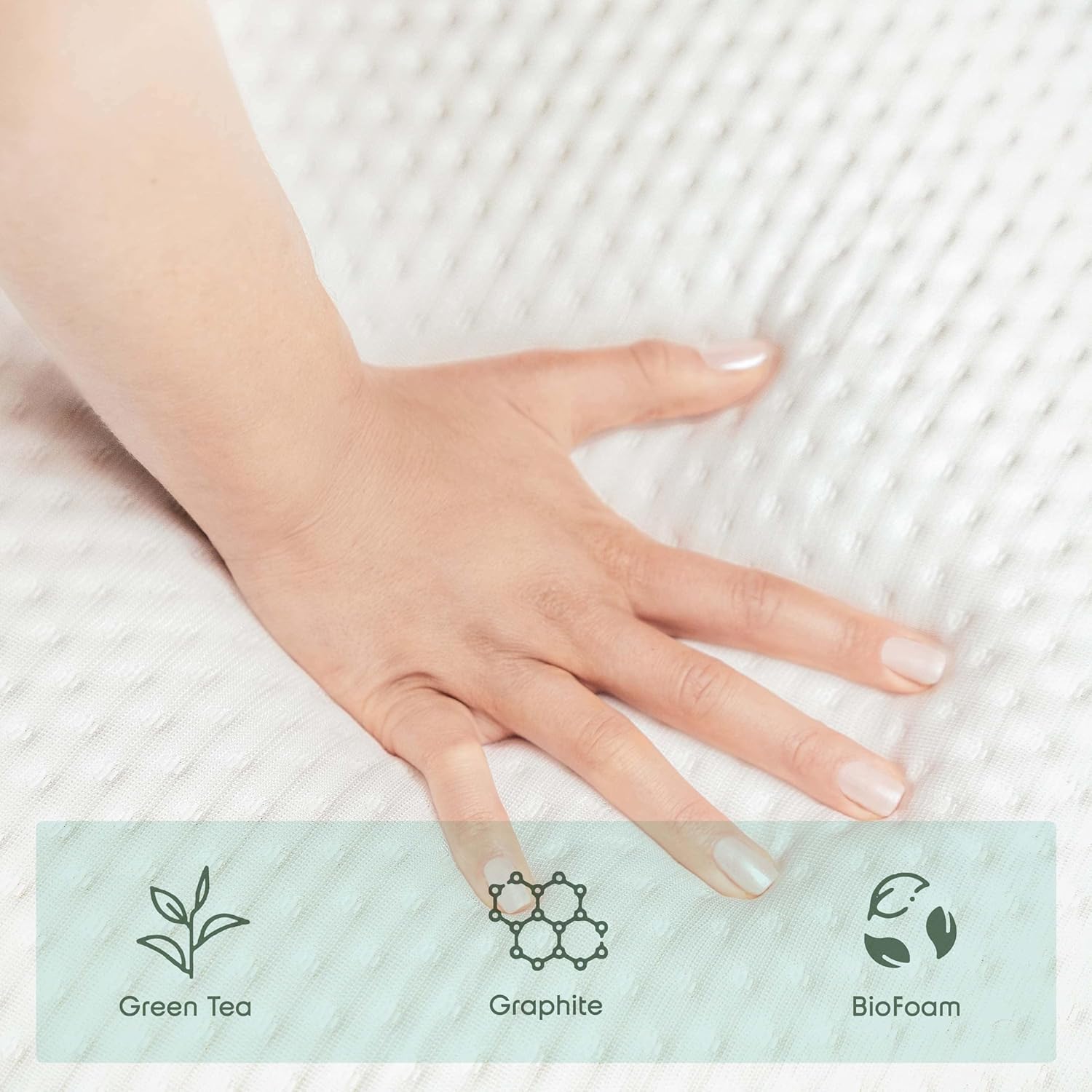 Nestl Green Tea Twin Mattress - 8 Inch Cooling Graphite Memory Foam | Fiberglass-Free, Pressure Relief Support