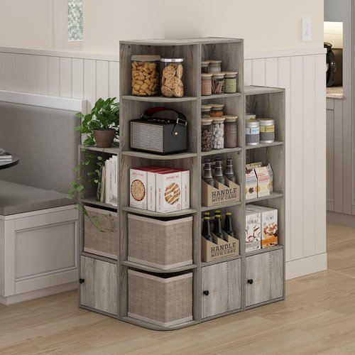 Furinno Luder Bookcase - Stylish Shelf with 1 Door Storage Cabinet | French Oak Finish