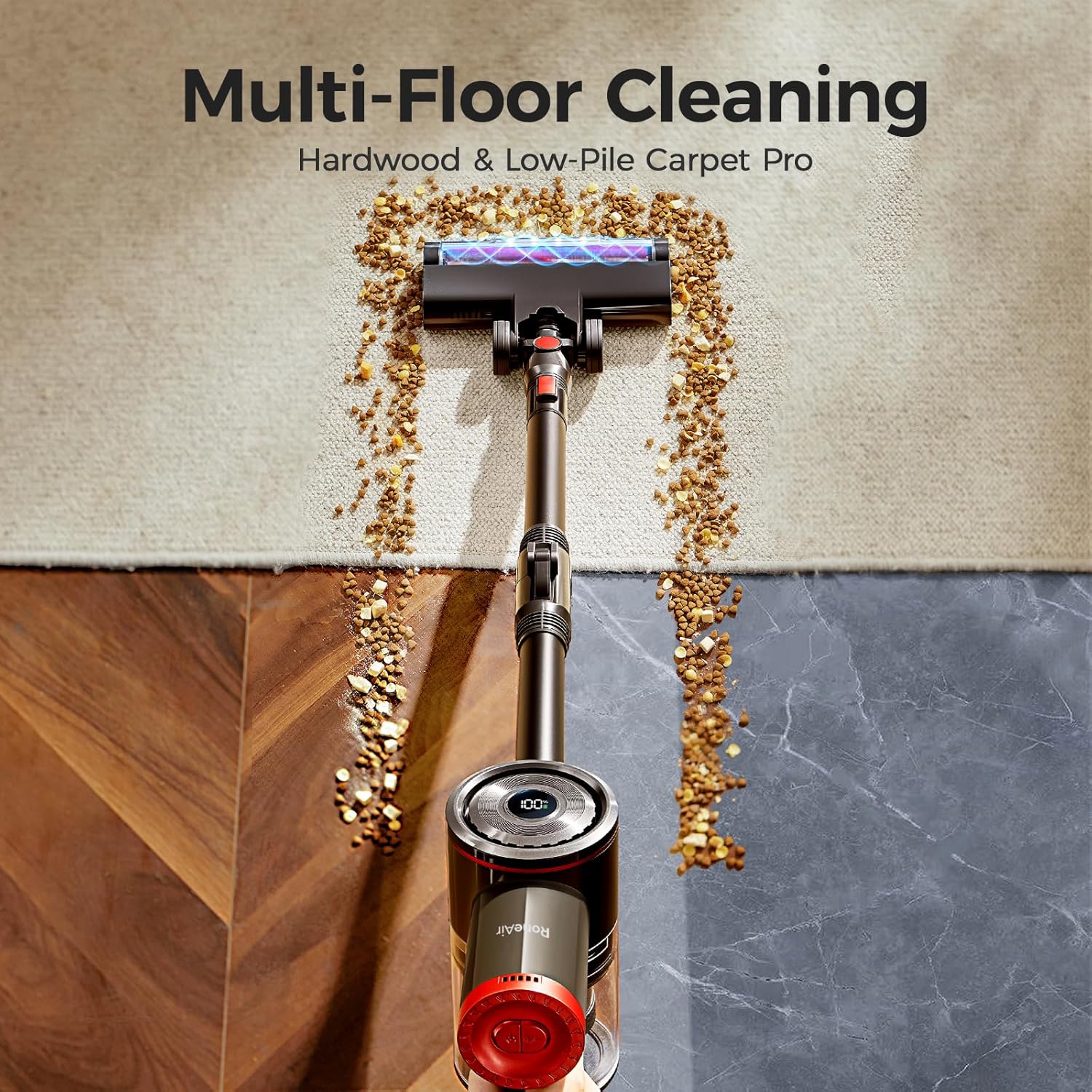 RONEAIR Cordless Vacuum Cleaner - Powerful 40Kpa Suction | Self-Standing, 45 Mins Runtime for Pet Hair & Hard Floors