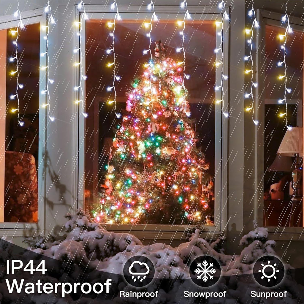 Suddus Christmas Icicle Lights - 24 Drops, 23.6ft Waterproof LED String Lights for Outdoor Use | Perfect for Houses, Roofs, and Parties