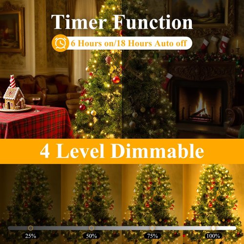 Btfarm Christmas Tree Lights - 400 LED USB Fairy Lights with Remote | 6.6FT, Waterproof, 8 Modes, Warm White