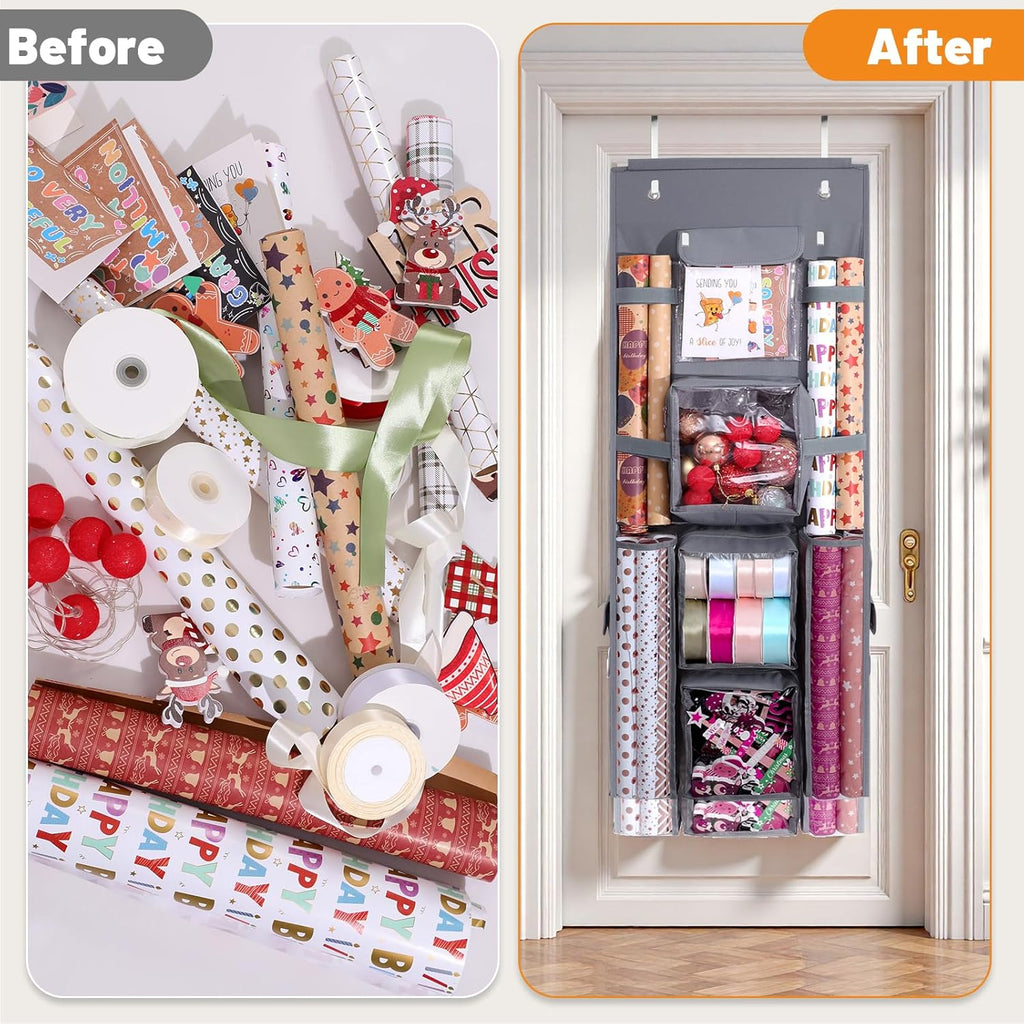 Regine Switzerland Gift Wrapping Paper Storage - Double-Sided Organizer | 40x16 Inch Heavy-Duty Oxford Bag
