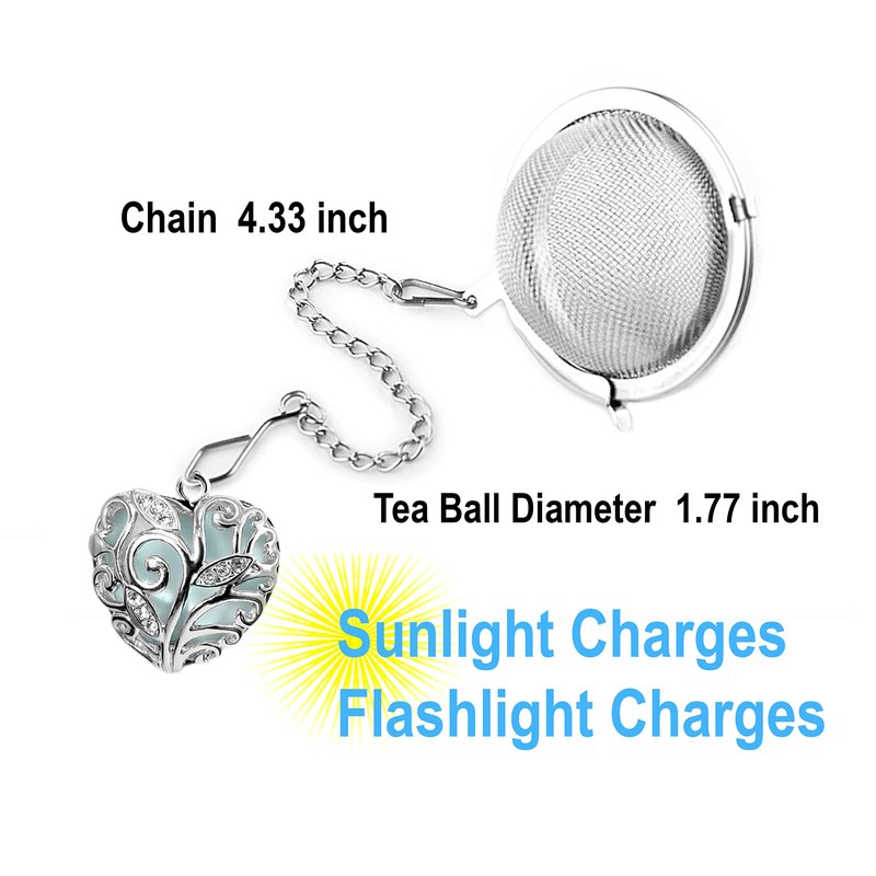 NSTaygate 2pcs Tea Infuser Tea Strainers for Loose Tea Luminous Heart Pendant Loose Leaf Tea Steeper Tea Ball Handmade Fluorescent Stone Tea Diffusers for Loose Tea Tea Sets for Women