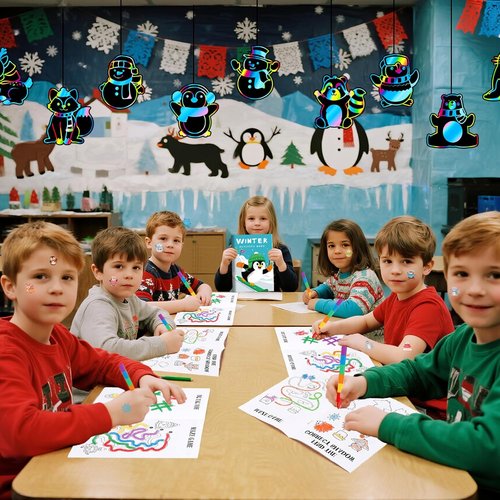 BenLouis Winter Party Favors Set - Holiday-Themed Coloring Books for Kids | 12-Pack Classroom Gift Prizes