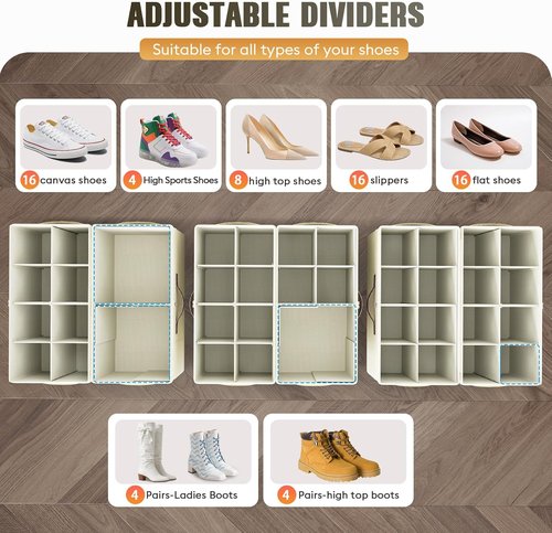 Budding Joy 90L Large Storage Bags - 6 Pack Foldable Closet Organizers & 2 Pack Clear Shoe Storage
