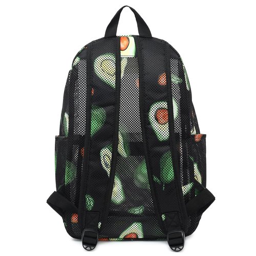 Dezcrab Avocado Mesh Backpack for Girls, Kids Teens School Backpacks Women Bookbags Semi-transparent Beach Backpacks