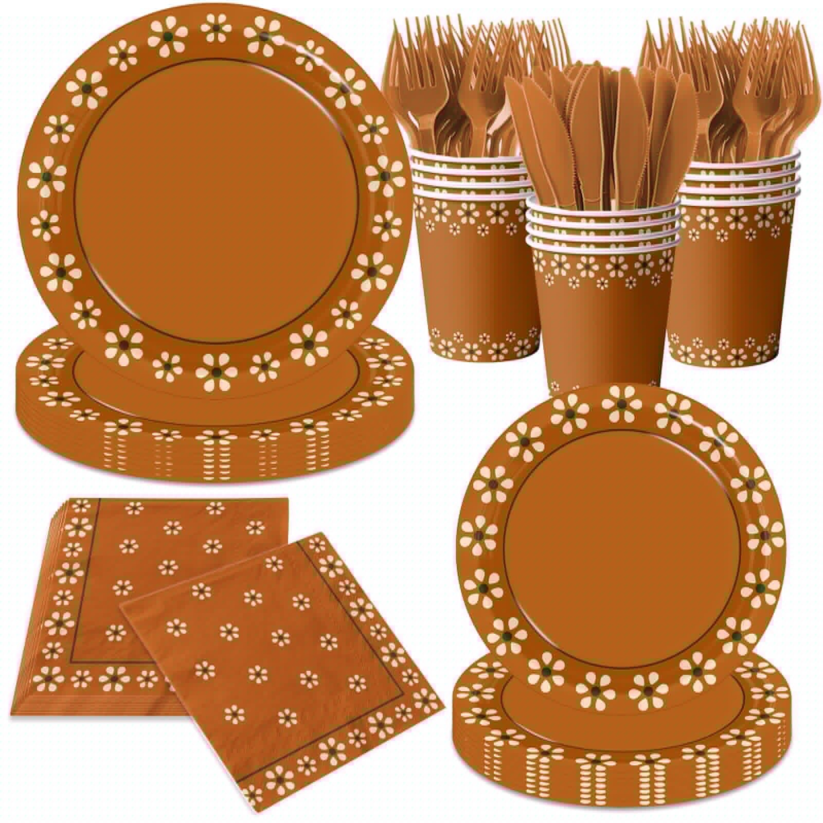 Platos De Barro Mexicanos Paper Plates，Mexica Party Decoration Mexican Cups Napkins for Mexican Theme Party Decorations,Servrs 24