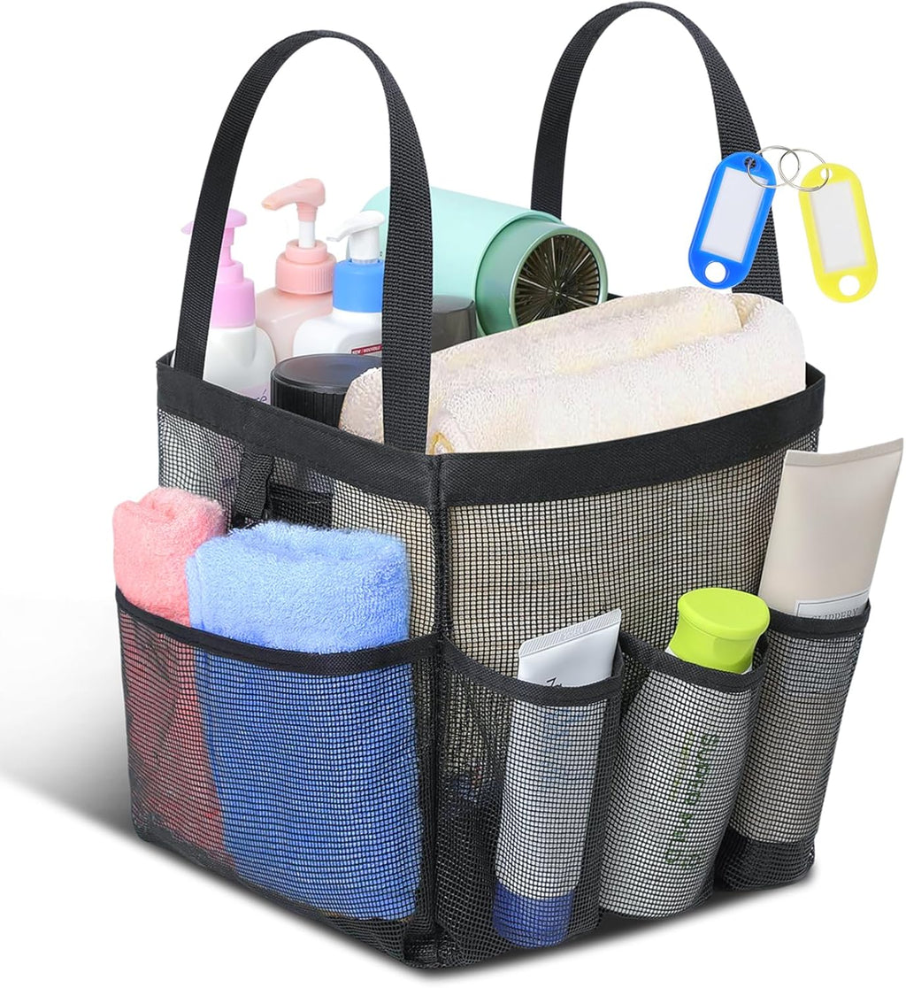 Temede Mesh Shower Caddy Tote - Large Portable Bath Organizer with 8 Storage Pockets | Quick Dry Design for College, Gym, Travel