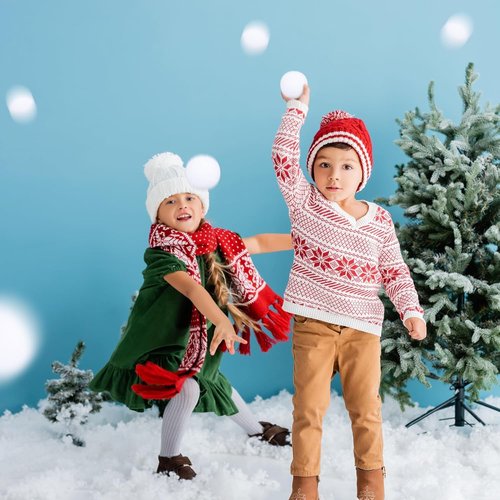 Elcoho 100-Piece Artificial Snow Ball Set - Realistic Plush Toss Balls for Kids | Winter Fun & Xmas Decor