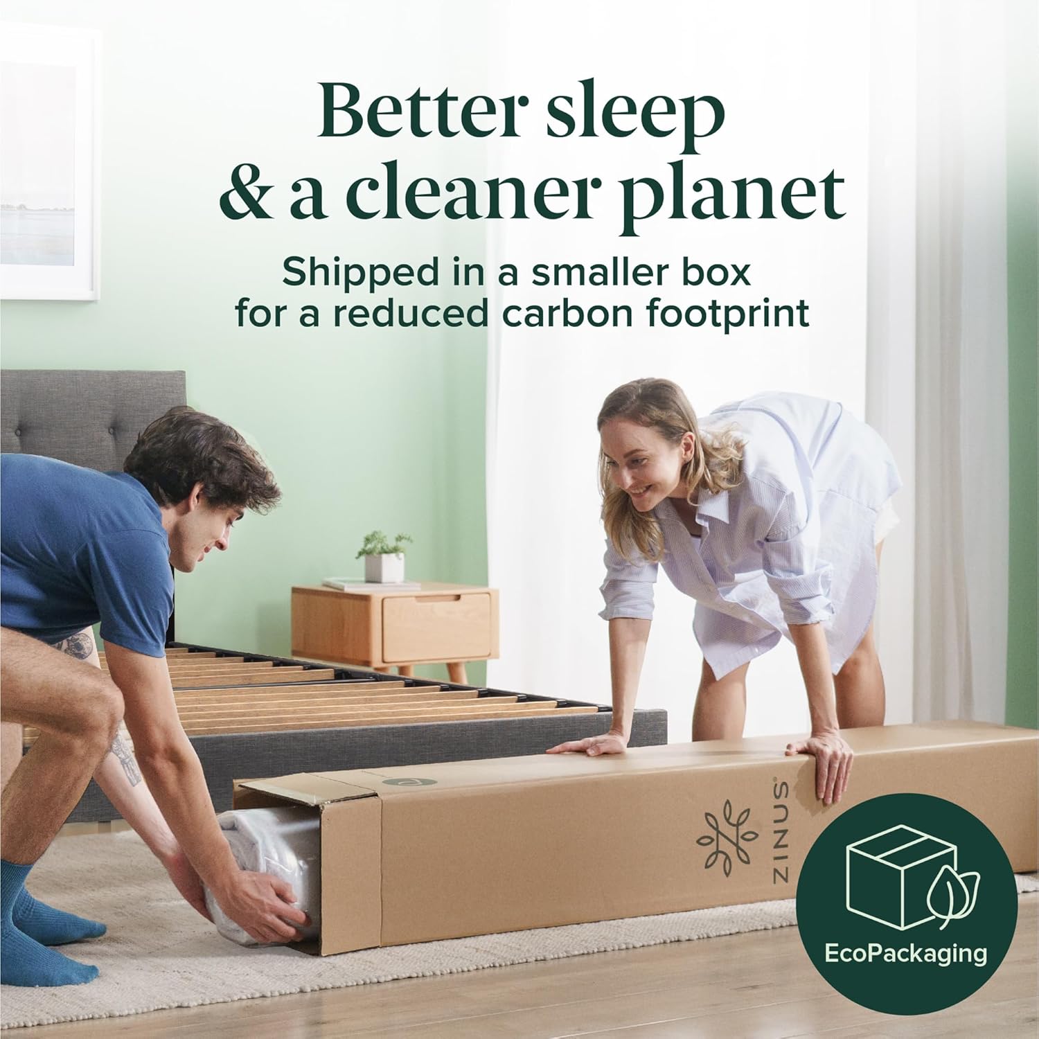 ZINUS 10 Inch True Support Hybrid Mattress - Queen Size | Fiberglass Free, Medium Feel, Motion Isolation