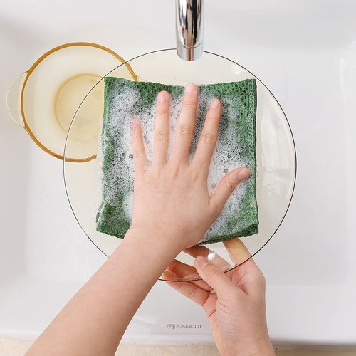 Homaxy Kitchen Dish Cloths - 100% Cotton Waffle Weave, Ultra Soft & Absorbent, 12 x 12 Inches, 8-Pack | Grass Green