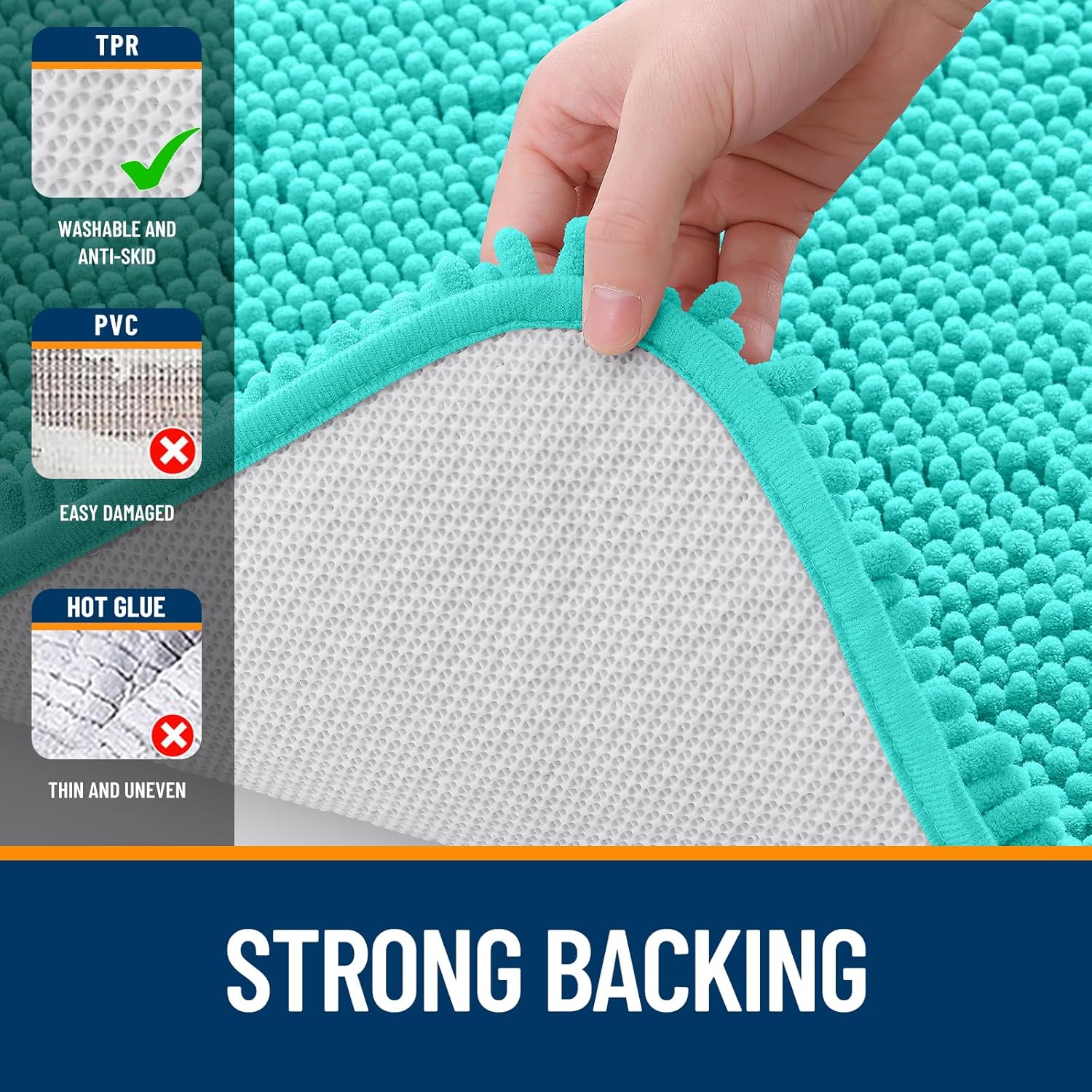OLANLY Bath Rugs - Extra Soft Chenille | Quick Dry, Machine Washable, 36x24, Teal Color